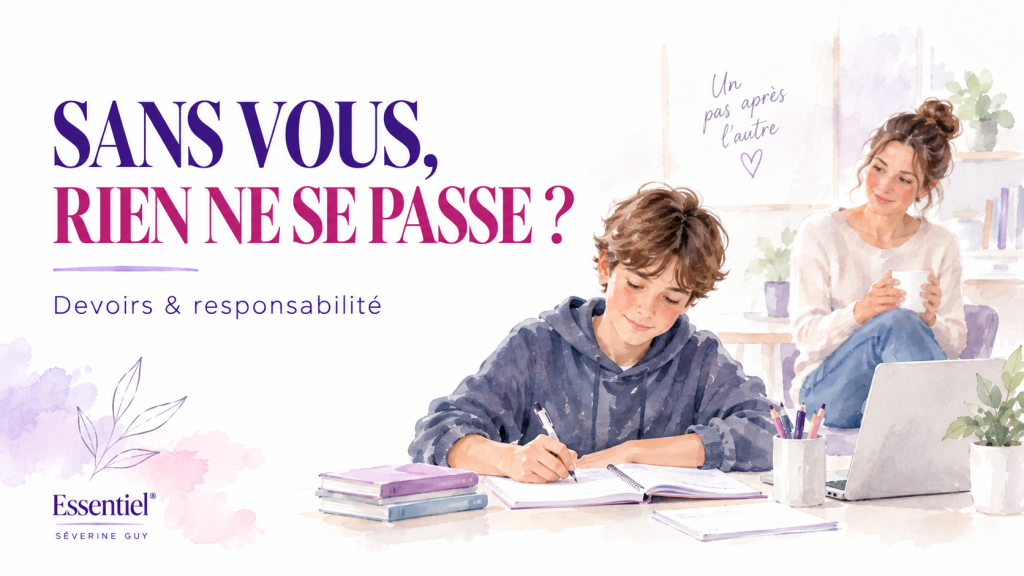 Parent accompagnant un enfant HPI qui apprend à prendre en charge ses devoirs
